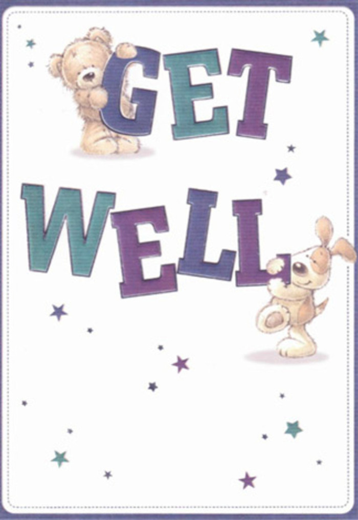 Crafted with a flourish of whimsy and encouragement, this get well card mirrors the comforting energy you might find at a riverside gathering in Chertsey. Dominating the scene are two beloved characters-a soft teddy bear, dappled in golden hues, and a puppy with ears so velvety you can almost feel their gentle droop. They're surrounded by a constellation of twinkling stars, each dash of blue and purple reminiscent of early morning mists rising above Abbey Park. The sweeping 'Get Well' lettering stands bold and proud in shades of indigo and teal, grounding the design in a message of resilience. Texture abounds: from the imagined plushness of the bear's fur to the inviting softness of the puppy's coat, a sense of tactile comfort shines through. The background remains simple and snowy white, creating a calm, uncluttered space where the message takes center stage. Every thoughtful line and playful flourish evokes the experience of arranging a bouquet for a Chertsey neighbour-each element carefully chosen to brighten a smile or lift a spirit. This card, like the very best local flowers, carries the warmth and emotional support of a tightly woven community, making it a truly special gesture for someone's recovery.