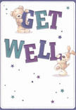 From the heart of Chertsey, this cheerful get well card delivers a visual dose of optimism and care, much like a surprise bouquet left on a doorstep in Bridge Road. The scene is alive with playful motion: a winsome teddy bear and a floppy-eared puppy, their fur lovingly illustrated in shades of soft honey and cream, seem to burst from the page as they support the vivid, oversized 'Get Well' letters. The colours-striking indigo melded with gentle teal-shine against a serene cream background, while bursts of starlight in blues and lavenders sprinkle the space with whimsy and hope. A tactile quality animates every brushstroke: the bear's plush fur and the puppy's inviting softness suggest comfort that's almost within reach. With a layout designed to convey both glee and seriousness, the card's gentle tone makes it perfect for brightening the recovery days of loved ones across Chertsey. The emotional warmth and sincerity woven into every aspect of the illustration echo the same thoughtful care found in our locally crafted flower arrangements, promising a speedy and happy healing journey.